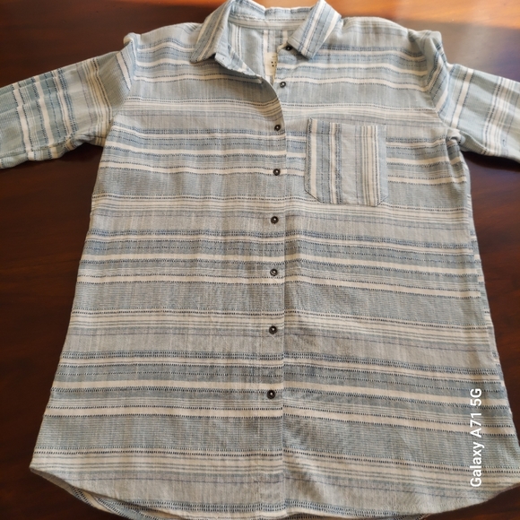 ๐ FINAL PRICE DROP Billabong Easy Movin Button Up Shirt Blue Woven Sz S - Picture 12 of 14
